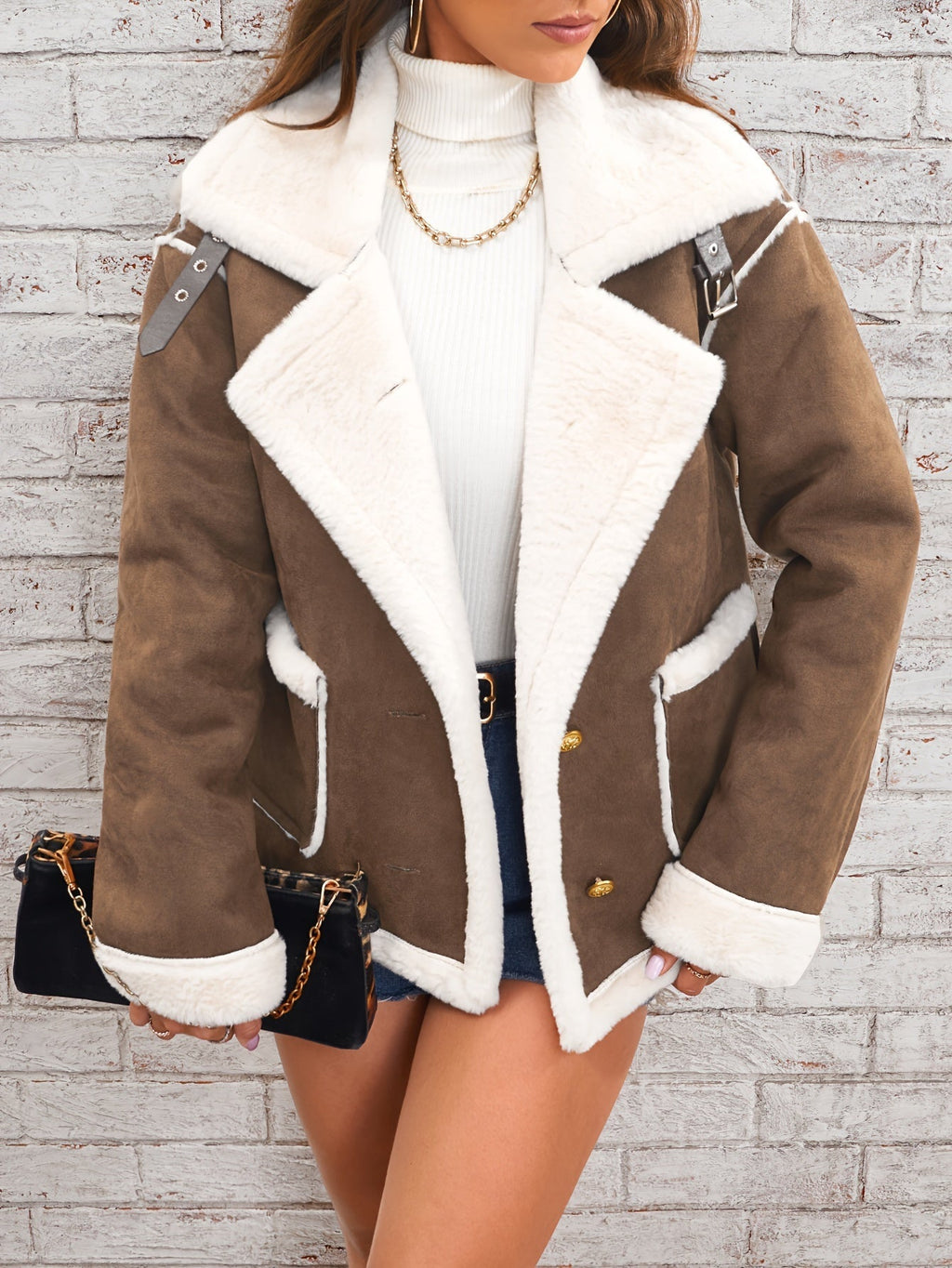 Winterjas Teddy avec Revers Dames – Rosa