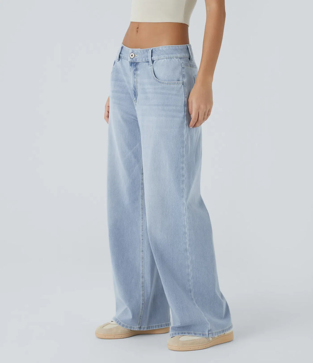 Linda | Comfortabele Jeans Met Handige Ritszakken &amp; Losvallende Elegante Pijpen