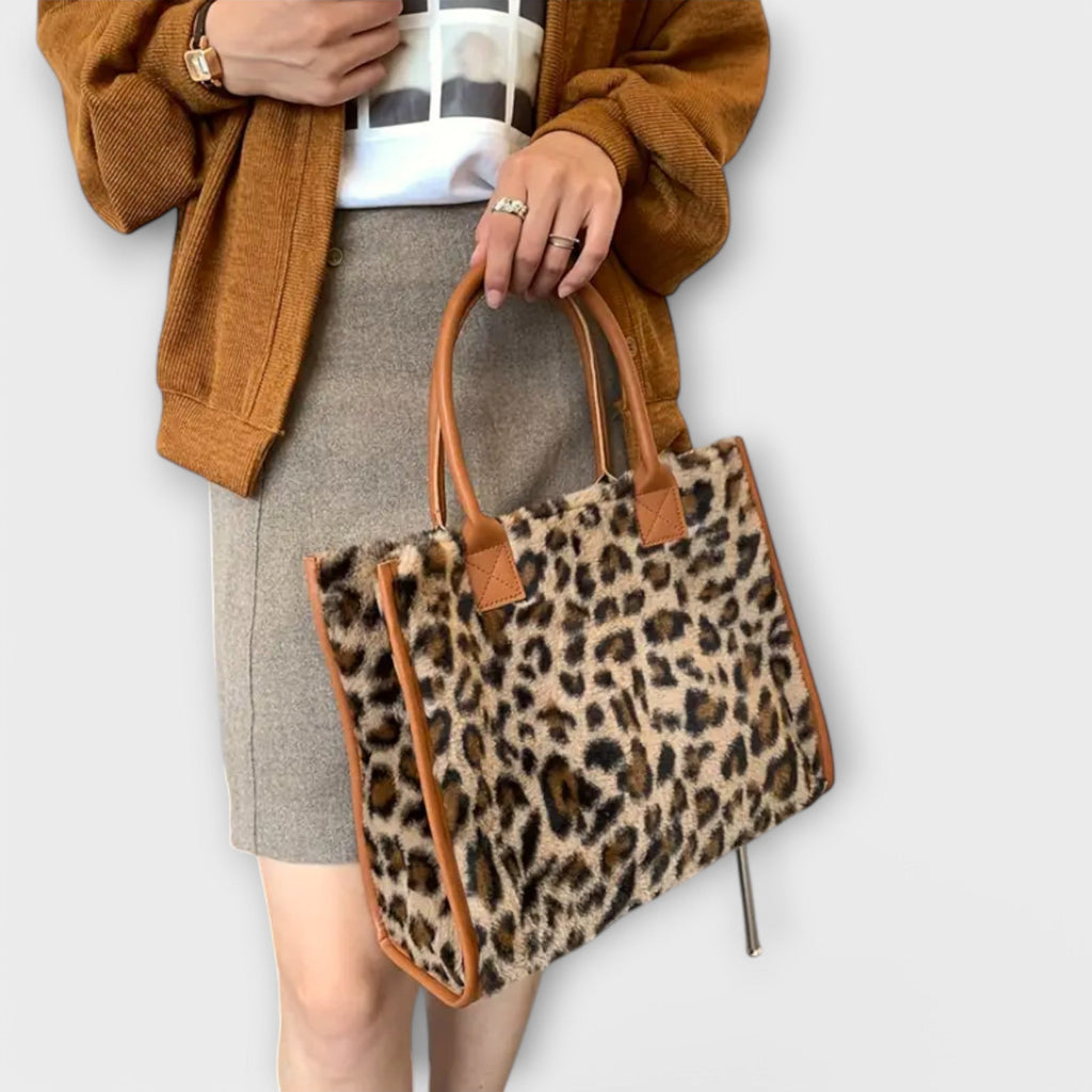 Sac élégant en peluche léopard