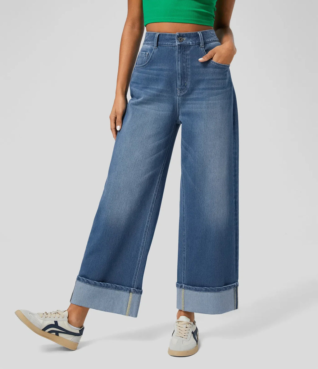 Manouk | Wijde Jeans Met Hoge Taille &amp; Comfortabele Fit