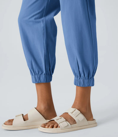 Marianne | Katoenen Broek met Knopen, Rits en Praktische Zakken