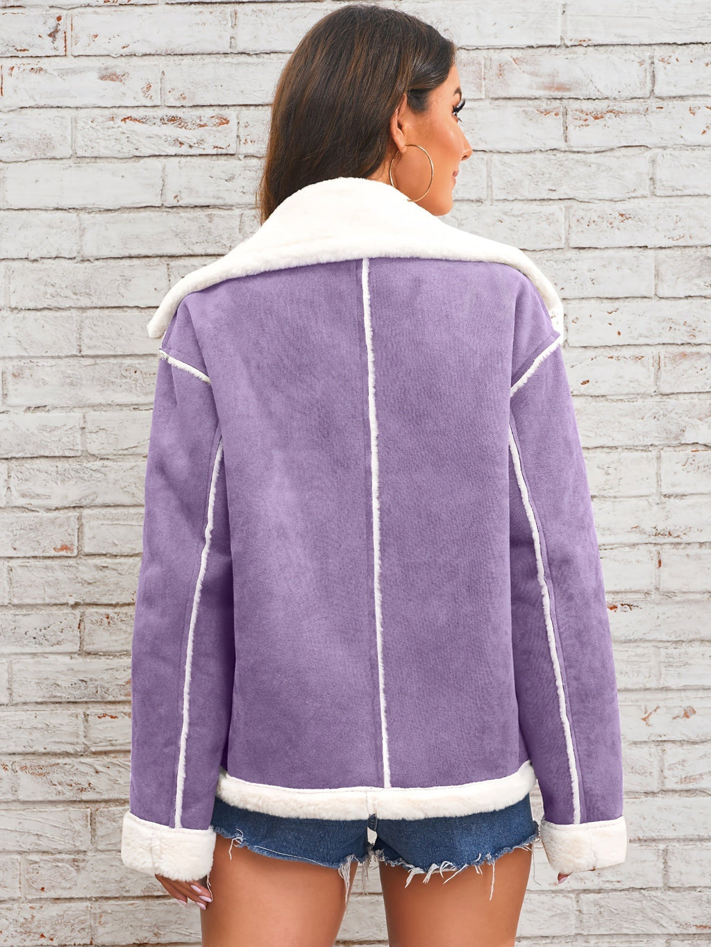 Winterjas Teddy avec Revers Dames – Rosa