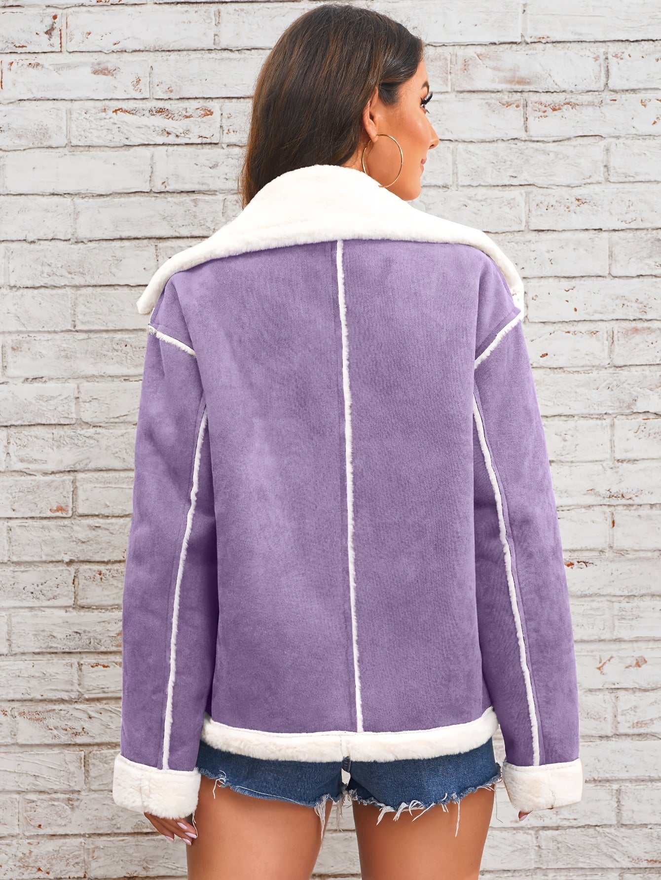 Winterjas Teddy avec Revers Dames – Rosa