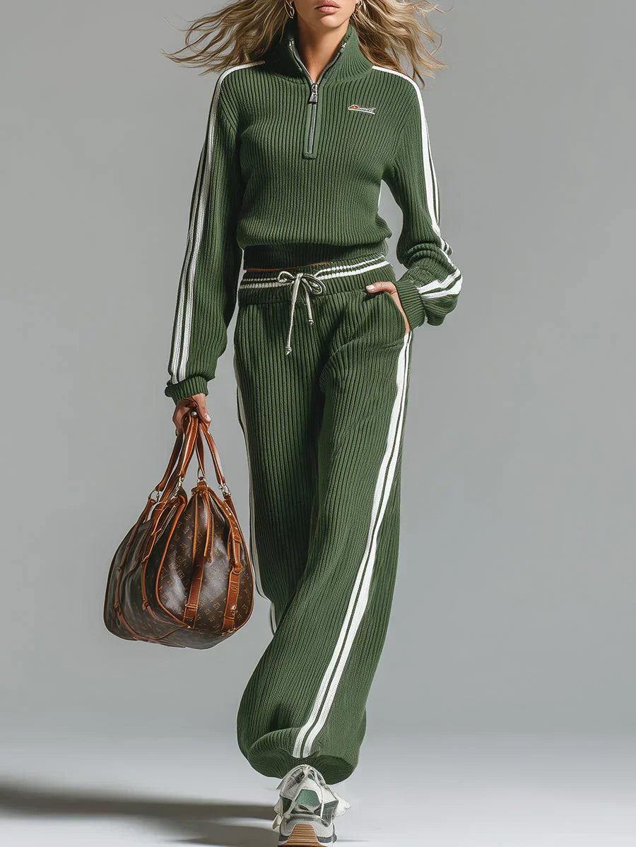 Joanna - Ensemble sport deux pièces rayé chic 