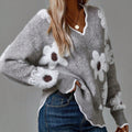 ZORA™ | Elegant floral V-neck sweater