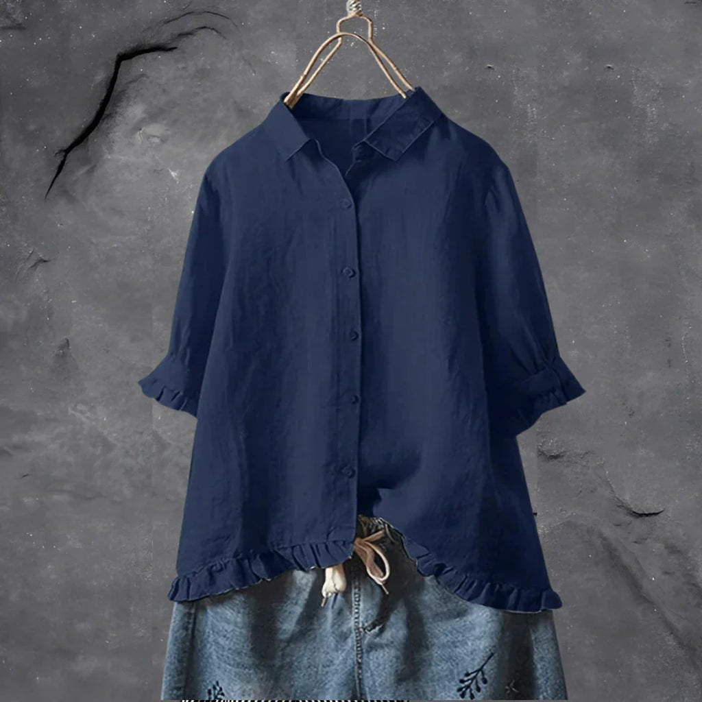 Dinie™ | Elegant cotton blouse with short sleeves