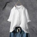 Dinie™ | Elegant cotton blouse with short sleeves
