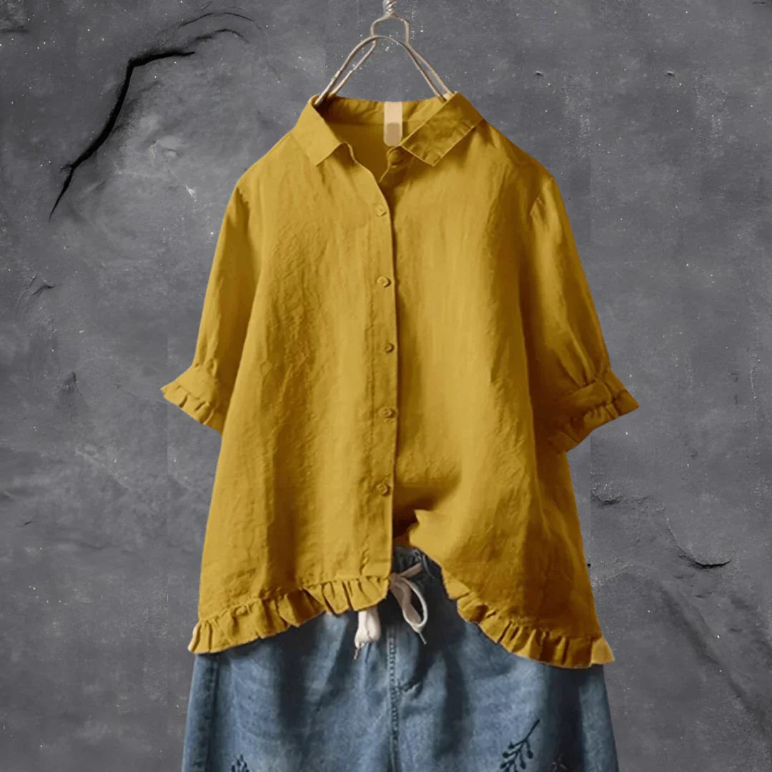 Dinie™ | Elegant cotton blouse with short sleeves