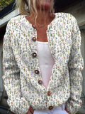 Gilet boutonné imprimé à motif floral printanier Spring Meadows
