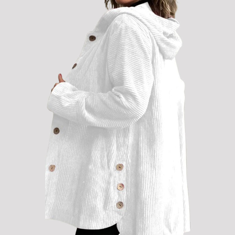 Veste à hoode en velours casual pour l'automne 