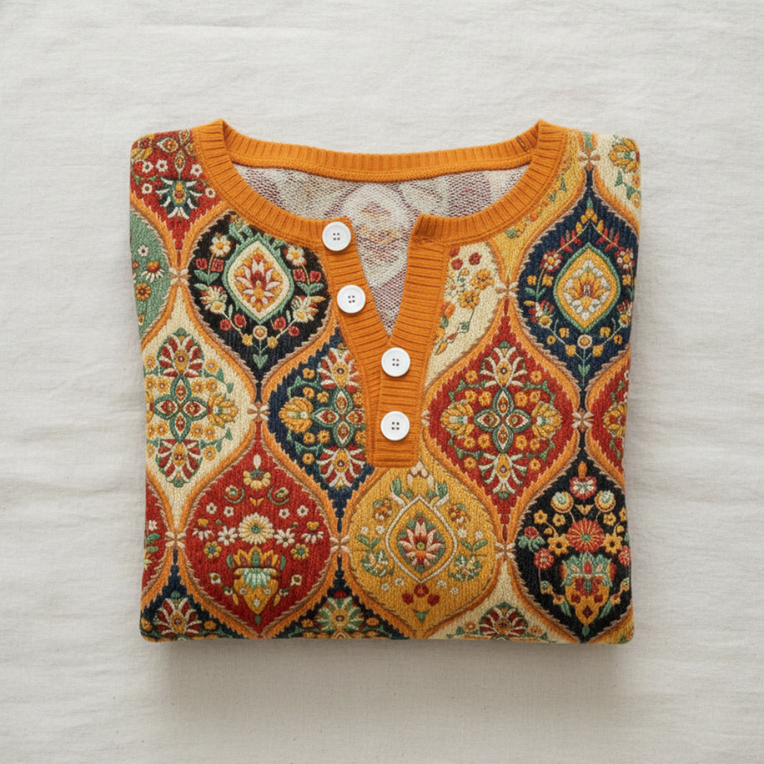 Nora | Christmas Sweater with Patchwork Print 
