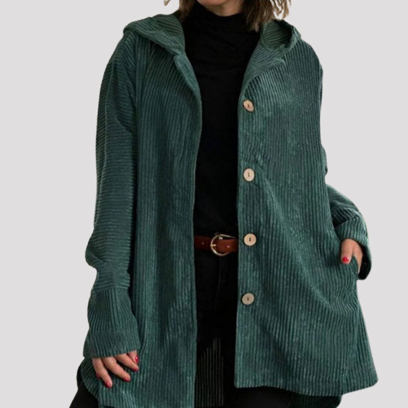 Veste à hoode en velours casual pour l'automne 