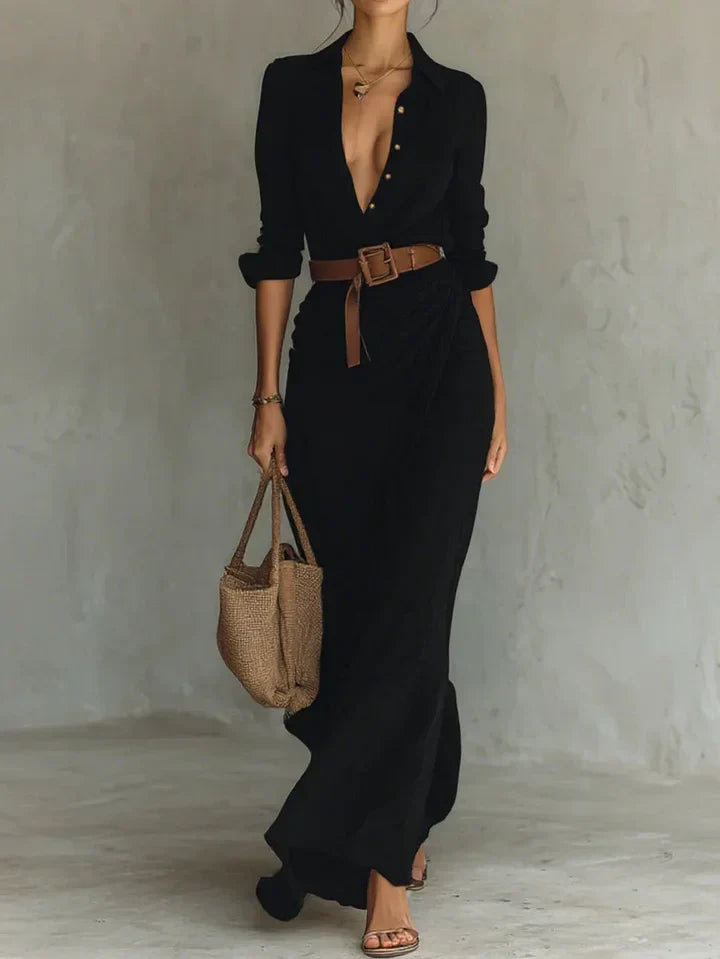 Una | Robe longue portefeuille à revers 