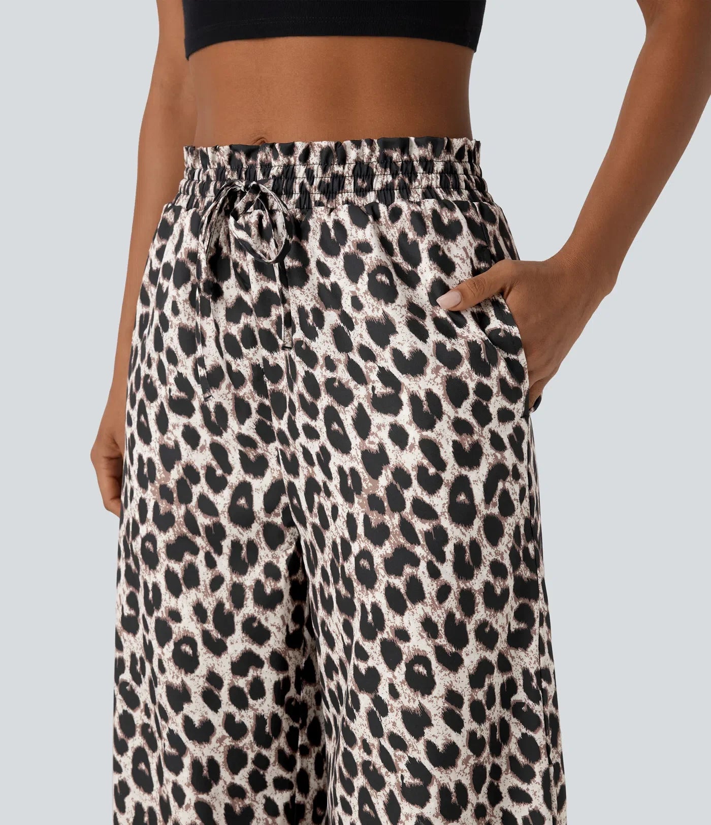 Lisette | Casual Broek Met Hoge Tailleband &amp; Leopard print