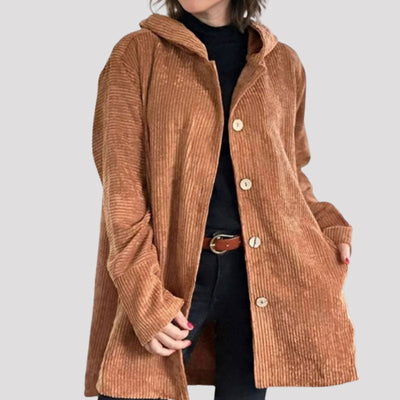 Veste à hoode en velours casual pour l'automne 