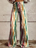 Diana™ | Wide-leg pants with a wavy pattern in natural tones