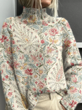 Julia | Pull à col roulé vintage à motifs cachemire
