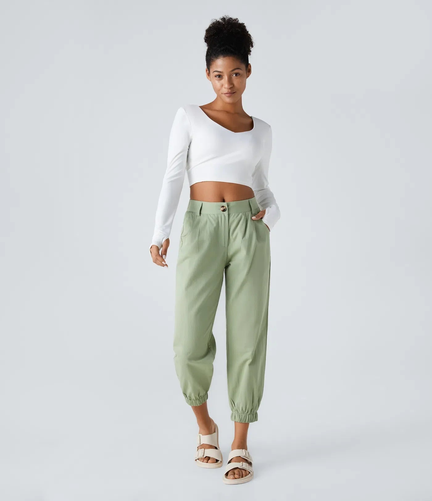 Marianne | Katoenen Broek avec Knopen, Rits et Praktische Zakken