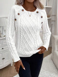 Clara - Button-Detail Cable Knit Jumper 
