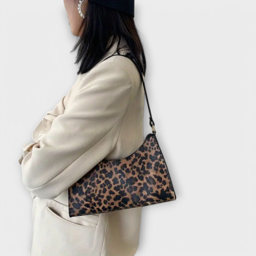 Sac bandoulière style français à imprimé léopard