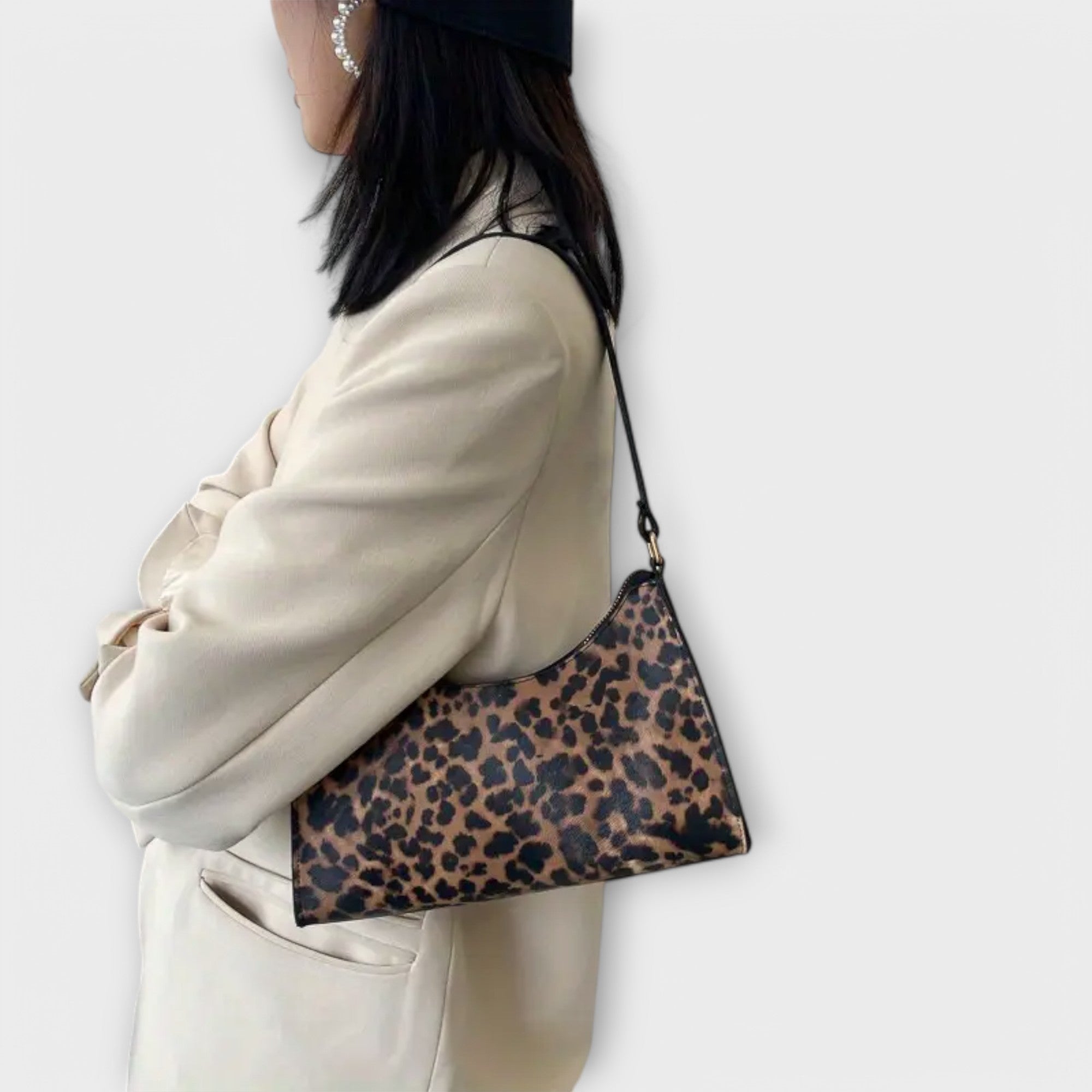 Sac bandoulière style français à imprimé léopard