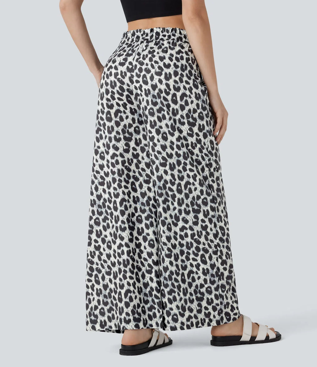 Lisette | Casual Broek Met Hoge Tailleband &amp; Leopard print