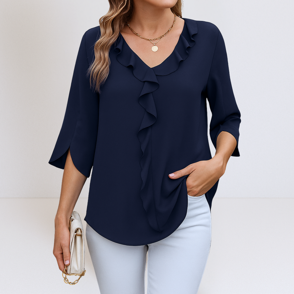 MARIANNE™ | ELEGANT LINEN BLOUSE WITH V-NECK