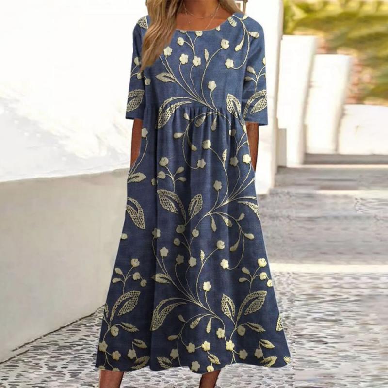 Isabella™ | Floral-inspired midi dress with pockets
