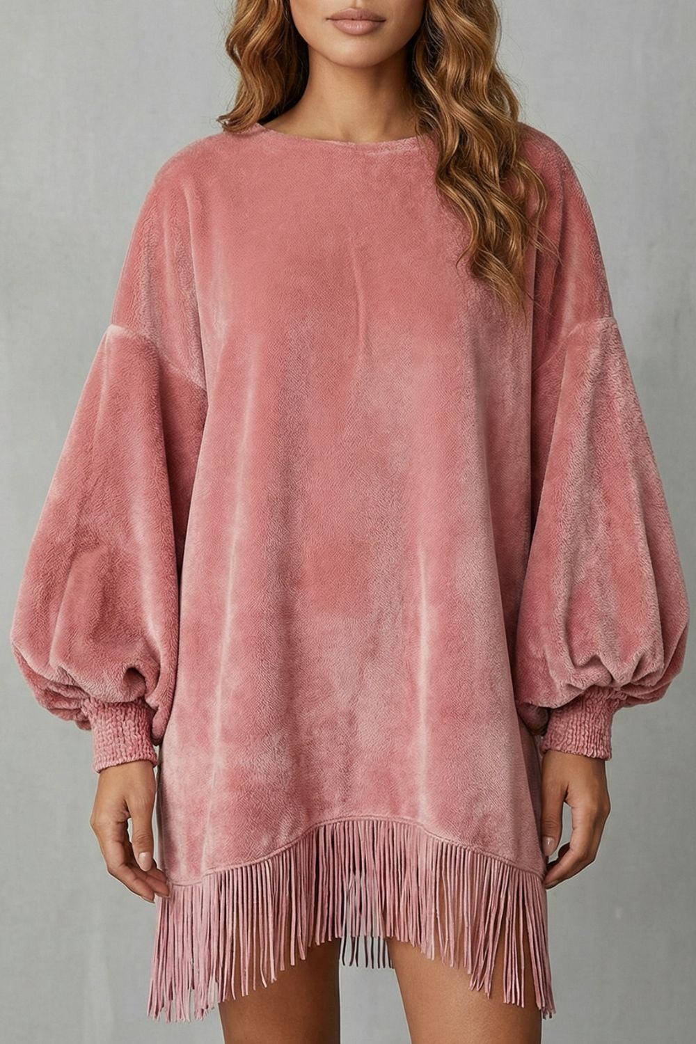 Bellurie – Manches volumineuses – Mini-robe à franges