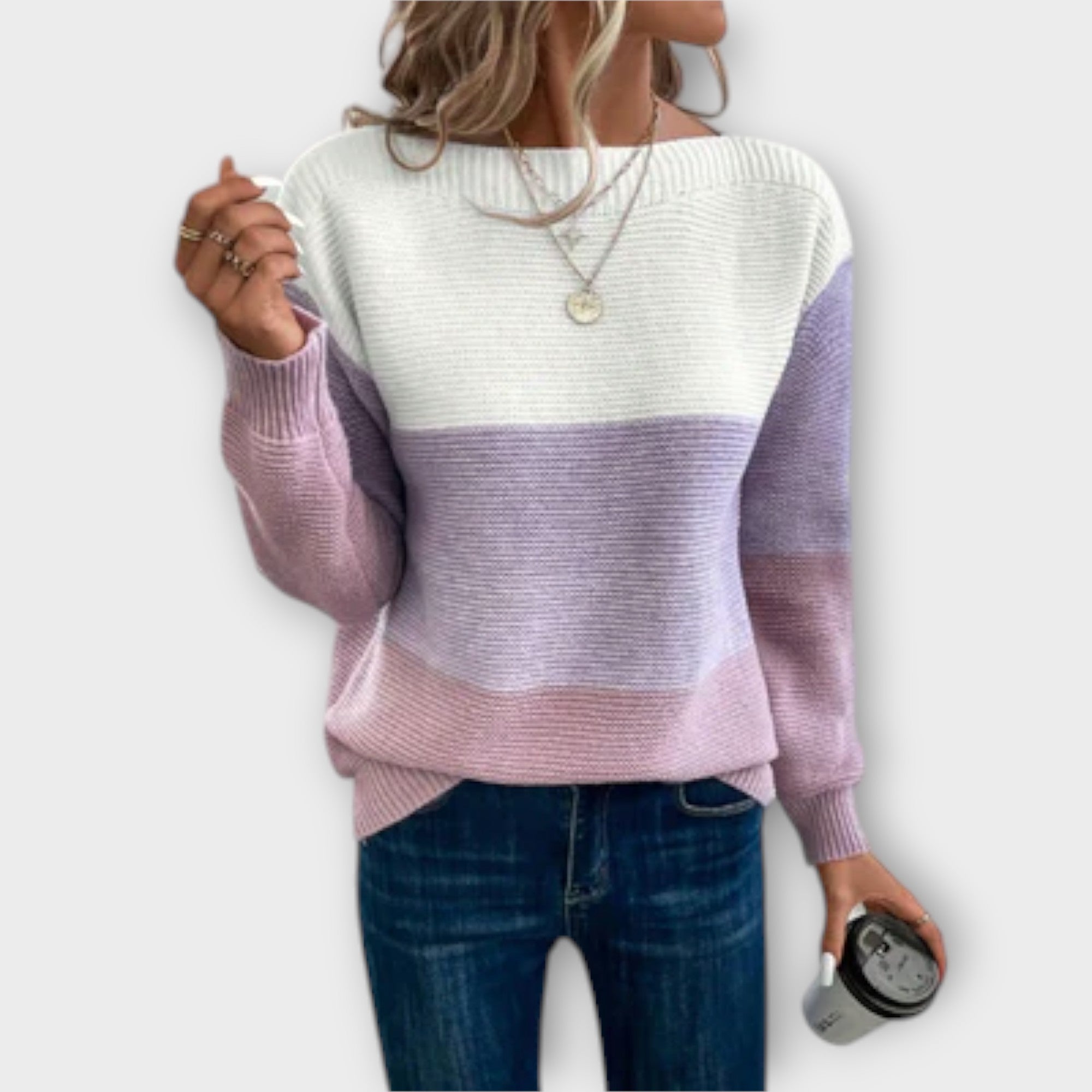 Aurora - Eleganter three-color Patchwork-Pullover 