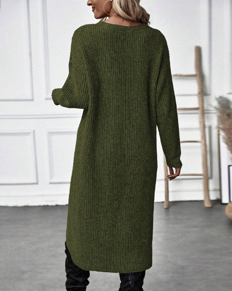 Laluna® | Lange Effen trui-jurk 