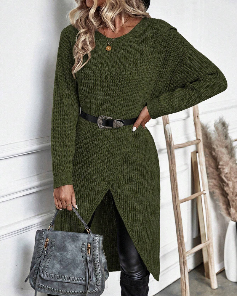 Laluna® | Lange Effen trui-jurk 