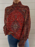 Lydia | Pull à col roulé imprimé vintage