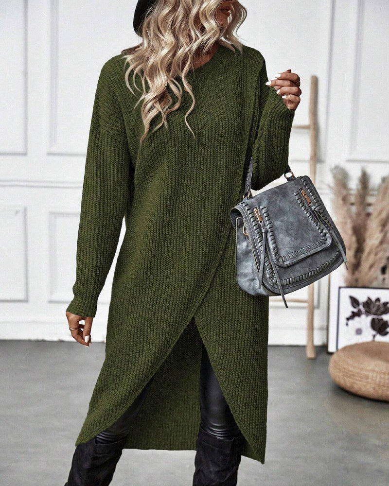 Laluna® | Lange Effen trui-jurk 