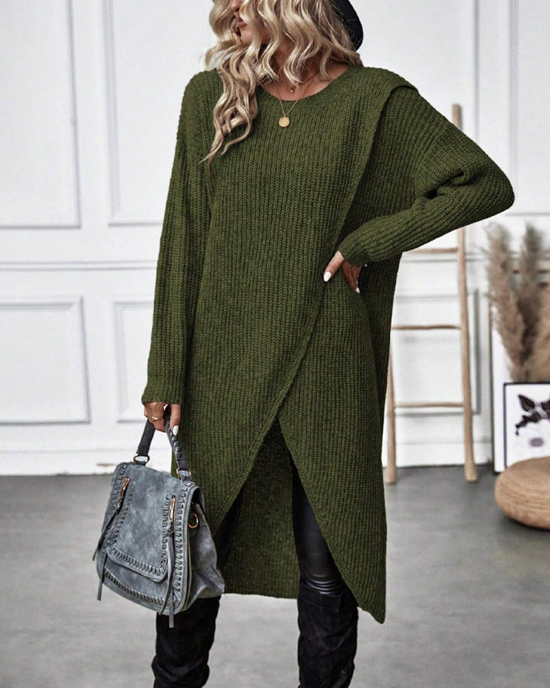 Laluna® | Lange Effen trui-jurk 