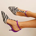 ELLE™ | Zebra print low stiletto heels with pointed toe 
