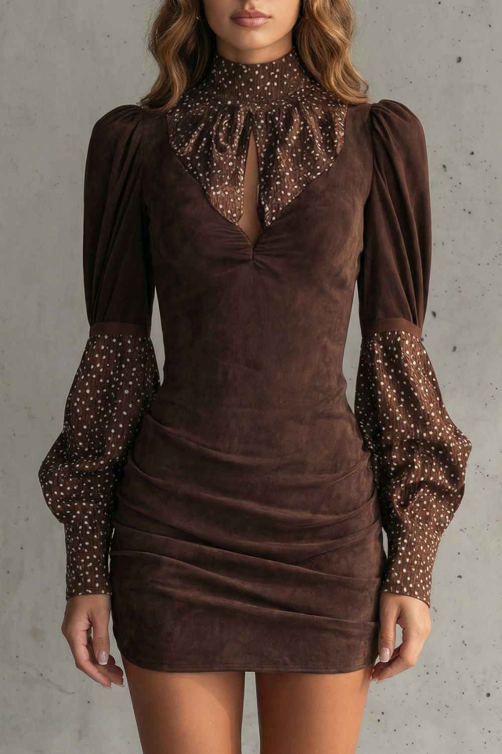 Serelinne – Robe mini vintage à manches bouffantes