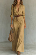 Azura – Robe portefeuille boutonnée – Robe longue ceinturée