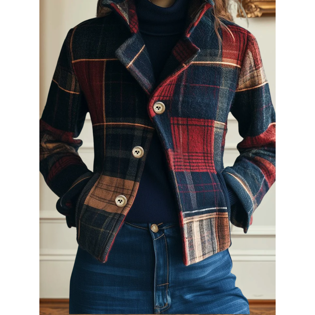 NOELLE | Veste classique en laine à carreaux