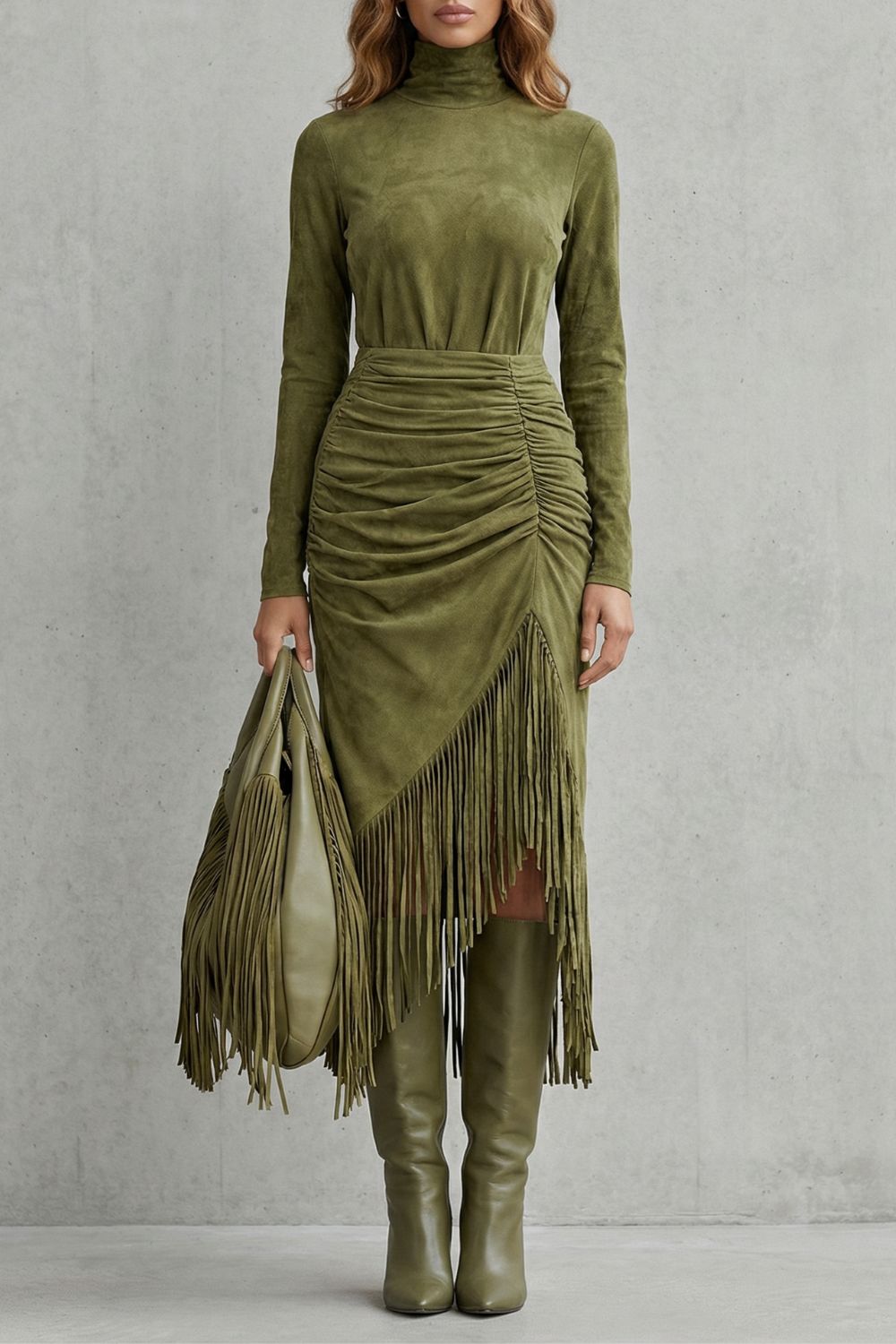 Soléna – Détail franges froncées – Robe midi