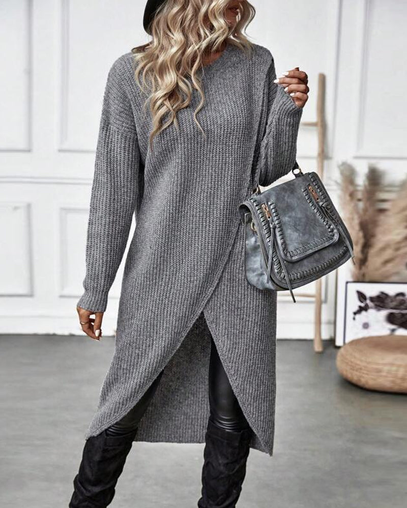 Laluna® | Lange Effen trui-jurk 