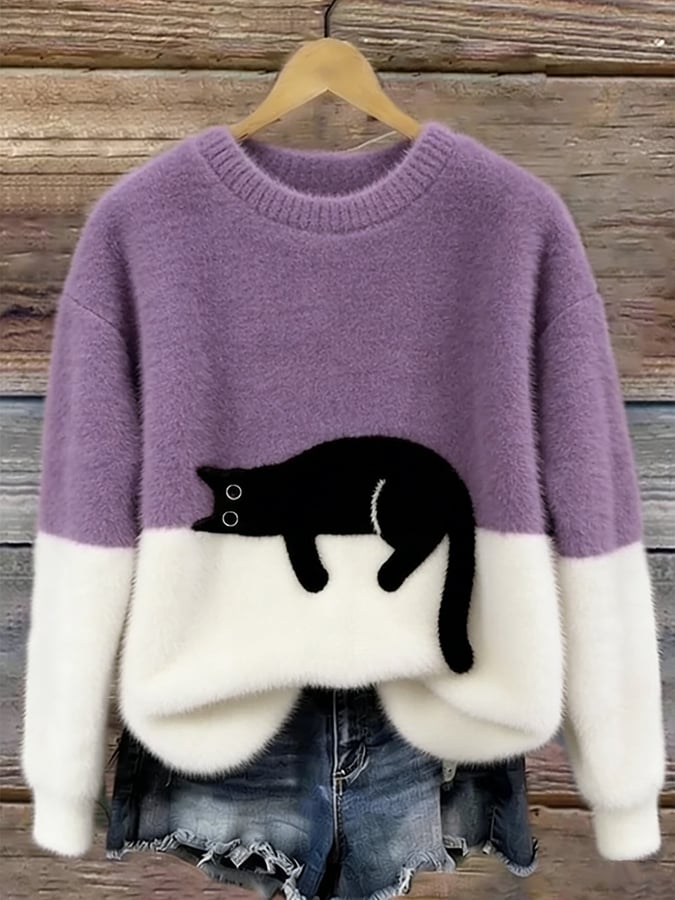 Moon | Pull femme à motif chat
