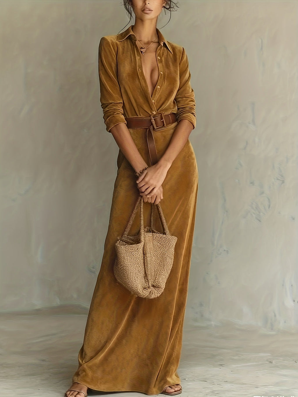 Aurélia | Robe en daim ceinturée