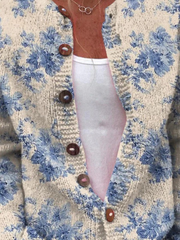 Gilet boutonné à imprimé floral ravissant pour femme