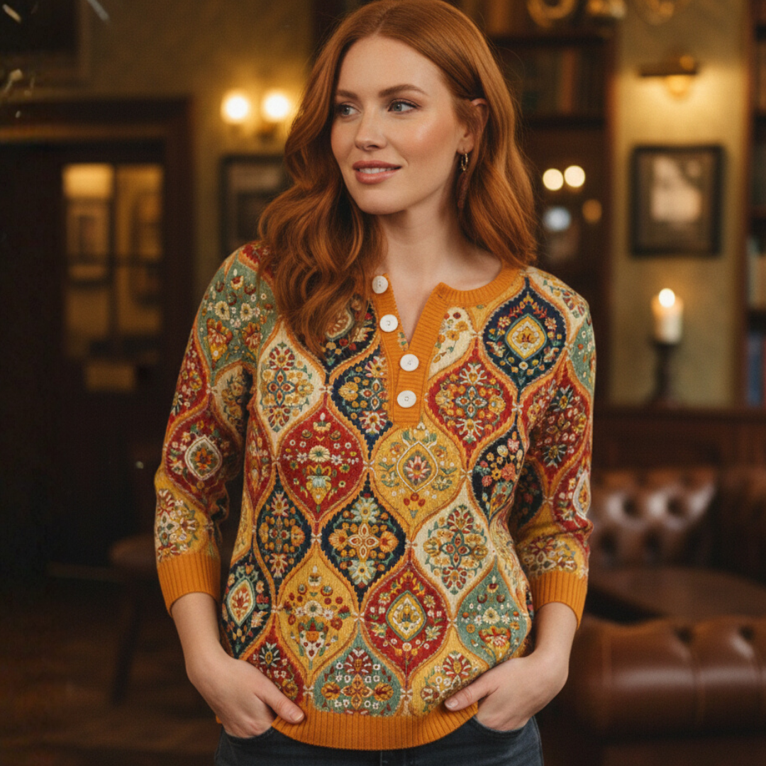 Nora | Christmas Sweater with Patchwork Print 