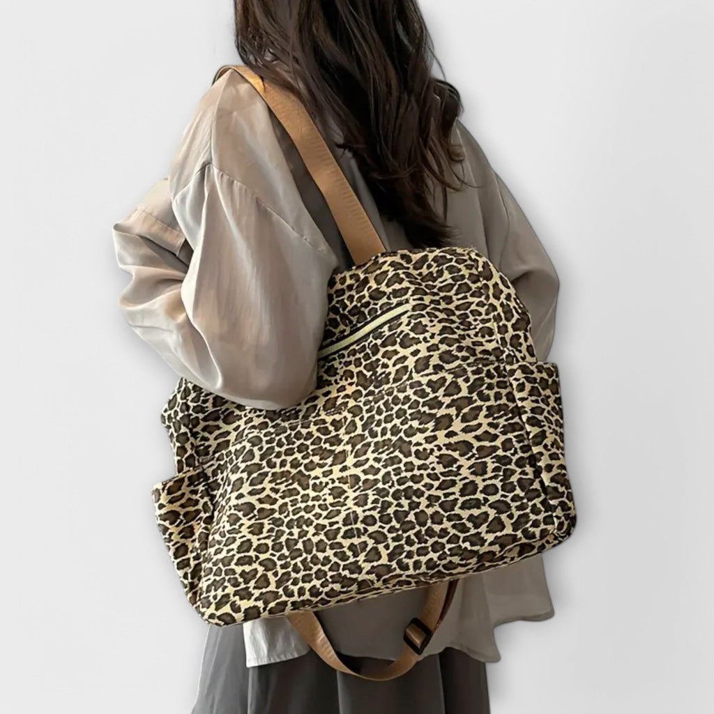 Sac bandoulière en toile à imprimé léopard