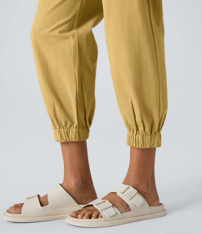 Marianne | Katoenen Broek met Knopen, Rits en Praktische Zakken
