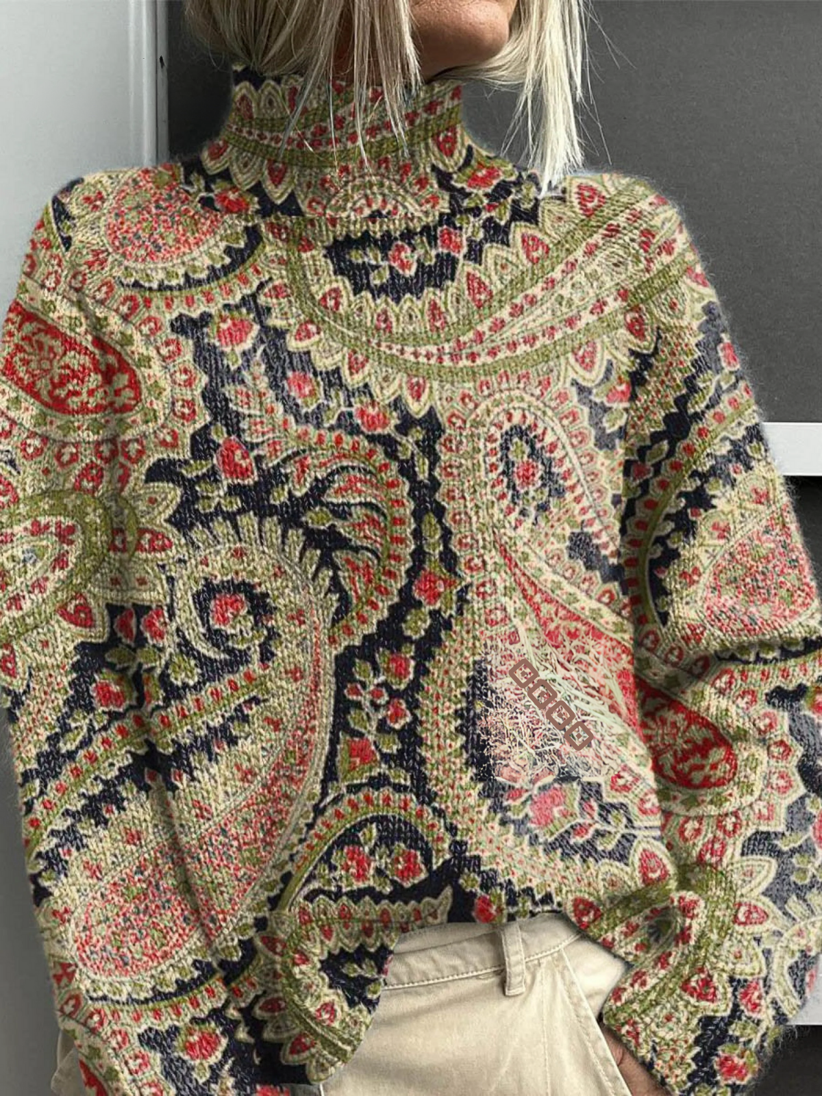 Frances | Pull à col roulé fleuri vintage
