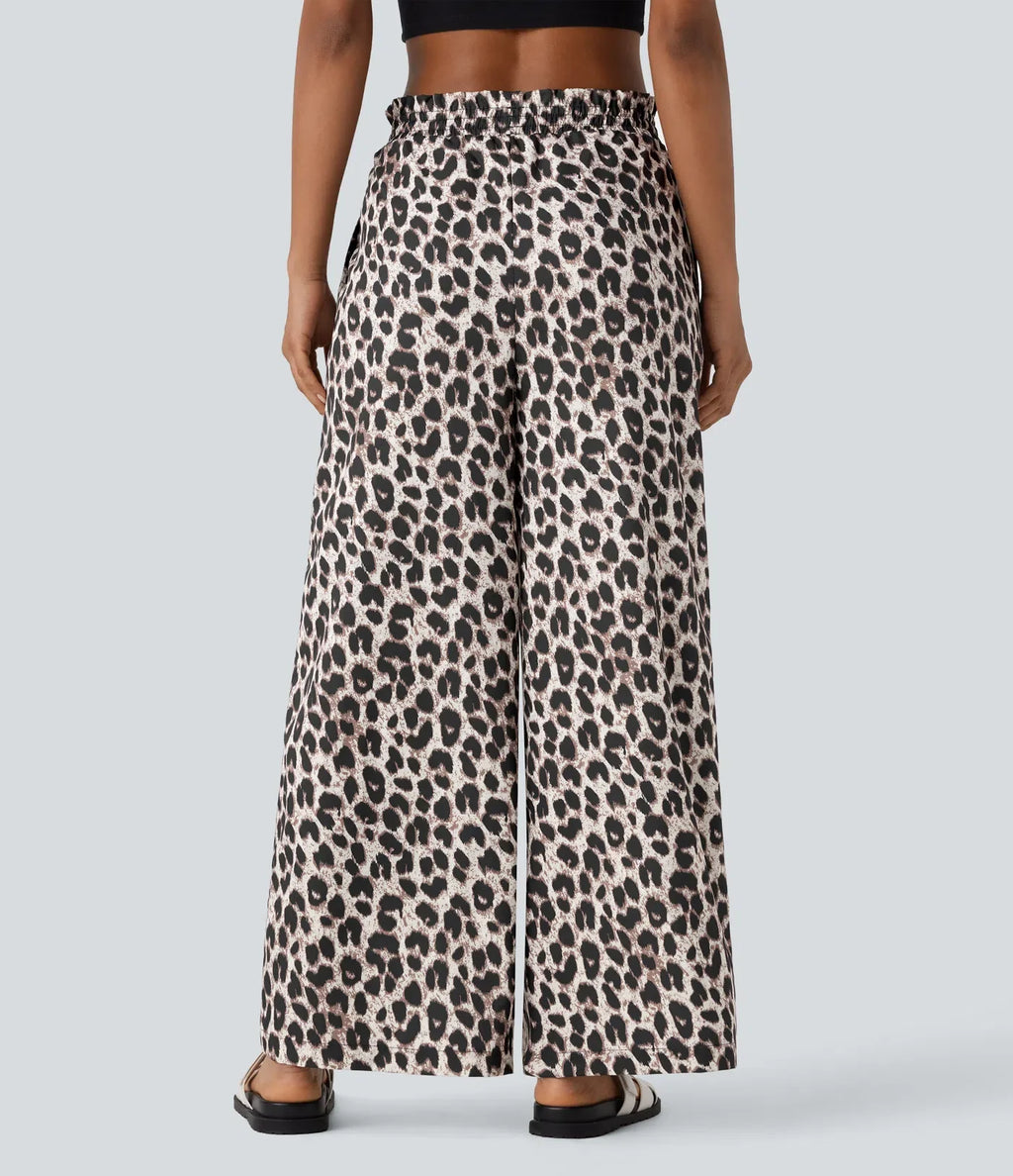 Lisette | Casual Broek Met Hoge Tailleband &amp; Leopard print