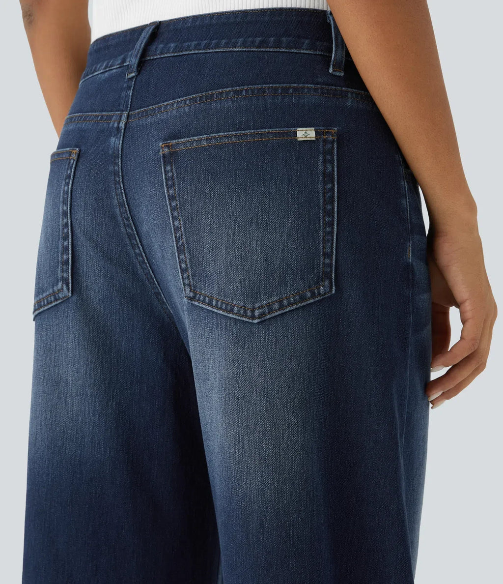 Linda | Comfortabele Jeans Met Handige Ritszakken &amp; Losvallende Elegante Pijpen